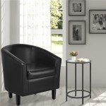 Set of 2 Faux Leather Barrel Chairs – Black