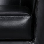Set of 2 Faux Leather Barrel Chairs – Black