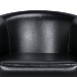 Set of 2 Faux Leather Barrel Chairs – Black