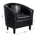 Set of 2 Faux Leather Barrel Chairs – Black