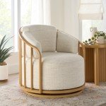 Swivel Birdcage Chair in Cream Boucle