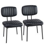 Mid Century Modern Black Dining Chairs - Set of 2