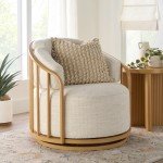 Swivel Birdcage Chair in Cream Boucle