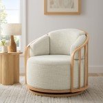 Swivel Birdcage Chair in Cream Boucle
