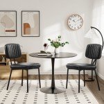 Mid Century Modern Black Dining Chairs - Set of 2