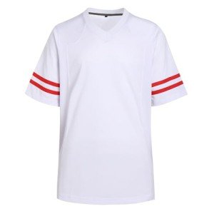 DEHANER Blank White American Football Jersey for Men Women Replica Mesh T-Shirts Sports Sets Vintage Outfits College Tops Red Stripe-White Jersey,Men Size XX-Large