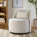Juliet Modern Arch Swivel Chair in Cream Boucle