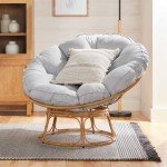 Cozy Gray Linen Papasan Chair for Comfort