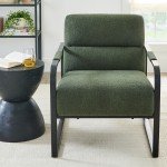 Olive Green Bouclé Accent Chair for Flag Football