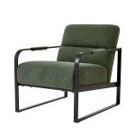 Olive Green Bouclé Accent Chair for Flag Football