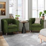 Chic Olive Green Accent Chair with Ottoman