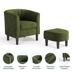 Chic Olive Green Accent Chair with Ottoman