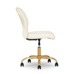 Cream Bouclé Armless Office Chair for Flag Football