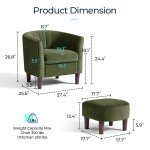 Chic Olive Green Accent Chair with Ottoman