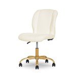 Cream Bouclé Armless Office Chair for Flag Football
