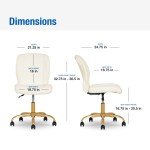 Cream Bouclé Armless Office Chair for Flag Football