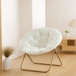 GIANNA Faux Fur Folding Saucer Chair - White