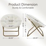 GIANNA Faux Fur Folding Saucer Chair - White