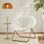 GIANNA Faux Fur Folding Saucer Chair - White