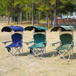 Navy Blue Foldable Camping Chair with Canopy
