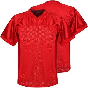 Youth Blank Football Jersey, Kid's Practice Sports T-Shirt Hip Hop Football Jersey for Party (Small, Red)