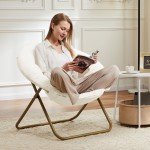 GIANNA Faux Fur Folding Saucer Chair - White