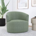 Olive Boucle Swivel Chair for Flag Football
