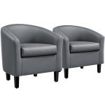 Renwick Gray Faux Leather Barrel Chairs, Set of 2