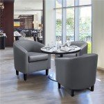Renwick Gray Faux Leather Barrel Chairs, Set of 2