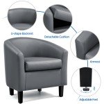 Renwick Gray Faux Leather Barrel Chairs, Set of 2