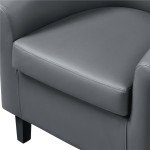 Renwick Gray Faux Leather Barrel Chairs, Set of 2
