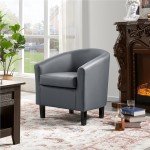 Renwick Gray Faux Leather Barrel Chairs, Set of 2