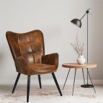 Comfortable Wingback Accent Chair in Brown
