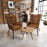Comfortable Wingback Accent Chair in Brown