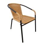 Beige Stackable Rattan Patio Chairs - Set of 2