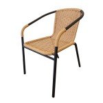Beige Stackable Rattan Patio Chairs - Set of 2