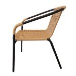 Beige Stackable Rattan Patio Chairs - Set of 2