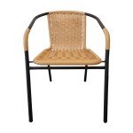 Beige Stackable Rattan Patio Chairs - Set of 2