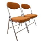 Set of 2 Padded Accent Folding Chairs - Orange Brown