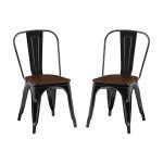 Stackable Industrial Metal Dining Chairs - Set of 2