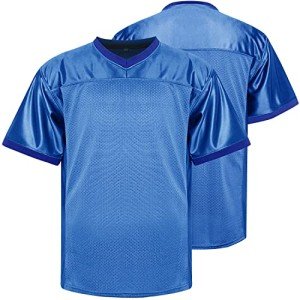 MESOSPERO Blank Practice Football Jersey Mesh Athletic Sports Football T-Shirt Black White Red (Blue, XX-Large)