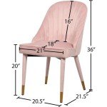 Set of 2 Pink Velvet Dining Chairs