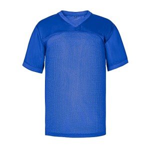 BOROLIN Youth Blank Football Jersey,Polyester Plain Football Shirt Pullover Sports Clothing (X-Large, Blue)