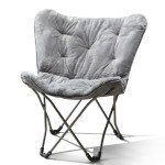 Kids' Gray Faux Fur Butterfly Chair