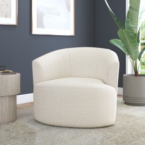 Ivory Boucle Swivel Chair for Flag Football Fans