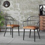Set of 2 Brown PU Flag Football Chairs