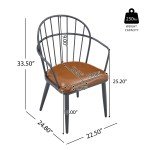 Set of 2 Brown PU Flag Football Chairs