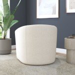 Ivory Boucle Swivel Chair for Flag Football Fans