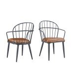 Set of 2 Brown PU Flag Football Chairs