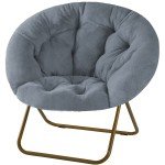 Cozy Faux Fur Folding Saucer Chair in Grey